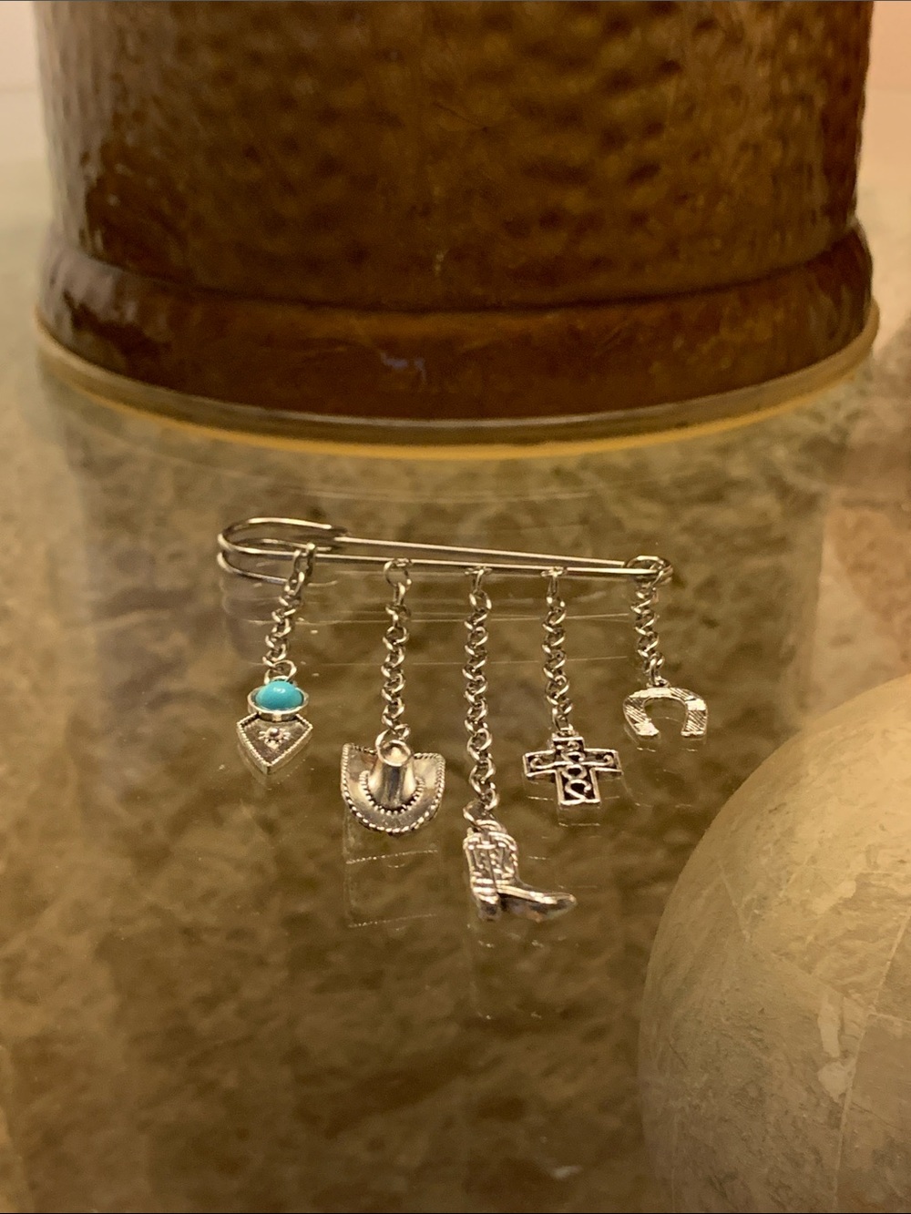Western Style Safety Pin Brooch